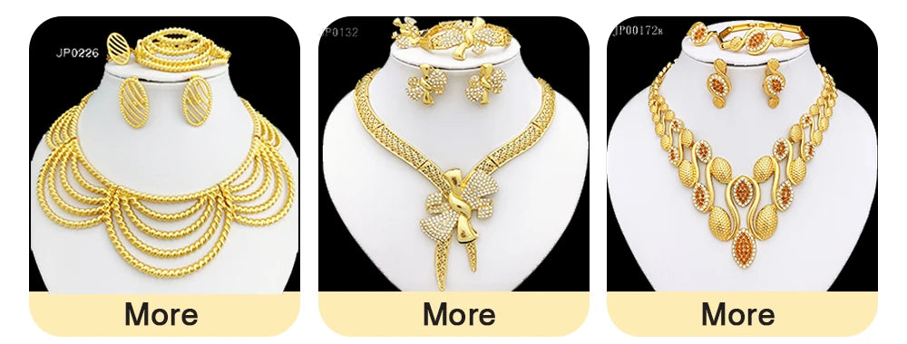 Africal Gold Color Big Jewelry Set Hollow Out Design Necklace Bracelet Earring Ring For Women Bridal Wedding Jewellery Gift