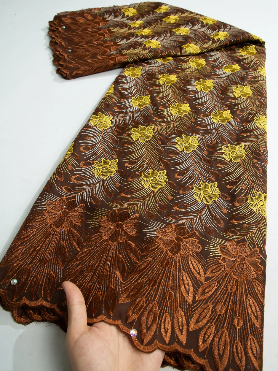 2024 African Cotton Lace Fabric High Quality Nigerian Stones Cotton Lace Fabric Swiss Voile Lace For Women Wedding Dress TY3806