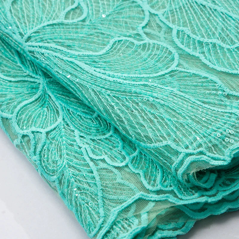 African Milk Silk Mesh Lace with Sequins 2025 French Net Lace Fabric Sewing Embroidered Lace Tulle Nigerian Women Wedding Dress