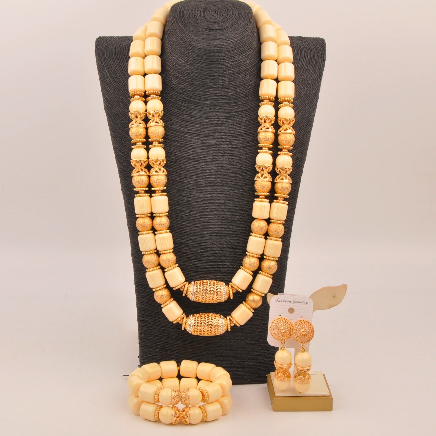 Orange Nigerian Artificial Coral Bead Necklace African Jewelry Sets