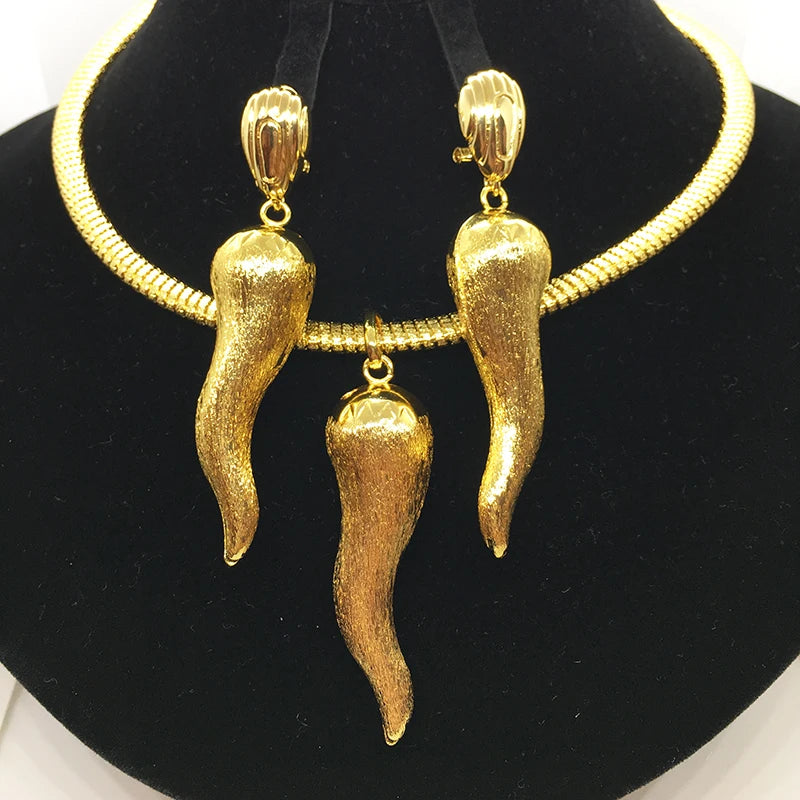 Brazilian Jewelry Set For Women Chili Earrings Pendant Dubai Nigerian African 24k Gold Plated Wedding Jewellery Bridal Sets