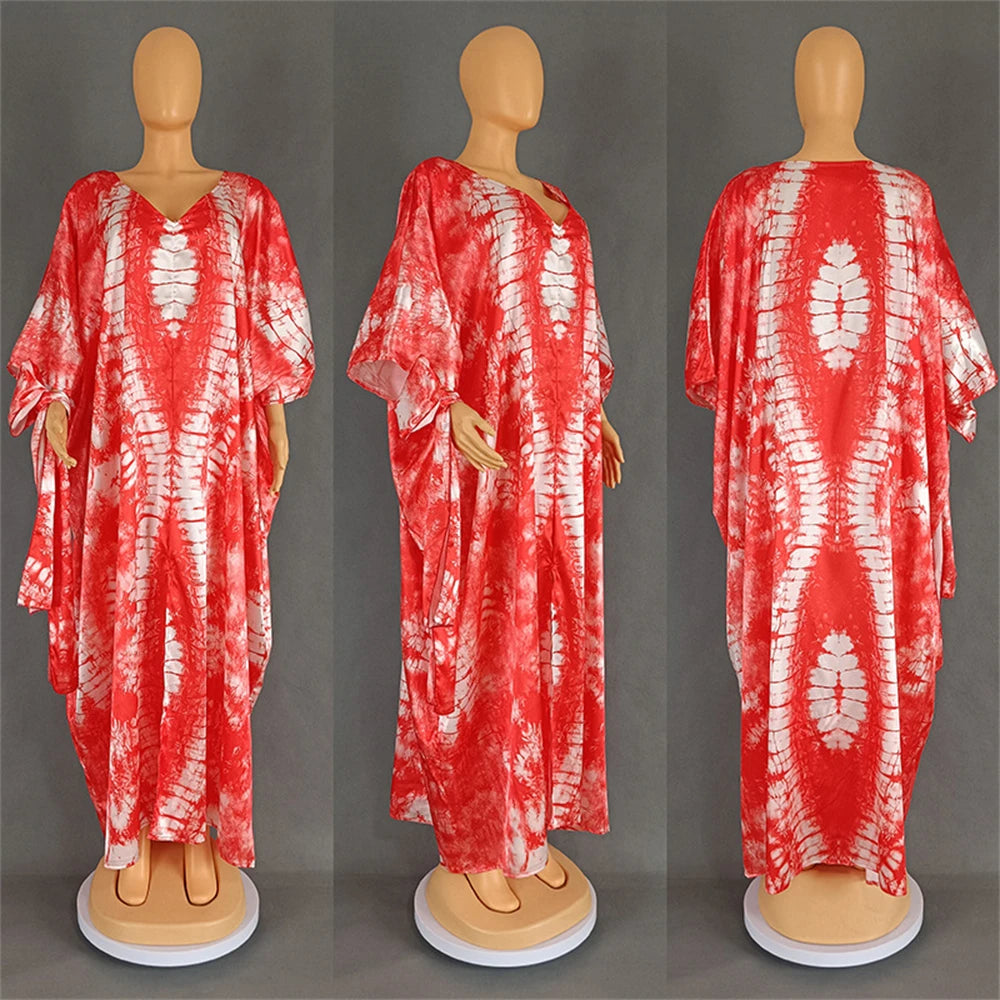 African Dresses for Women Hijab Kaftan Print Loose Boubou Robe Africa Clothes Ankara Dashiki Dubai Abaya Scarf Gown Caftan Dress
