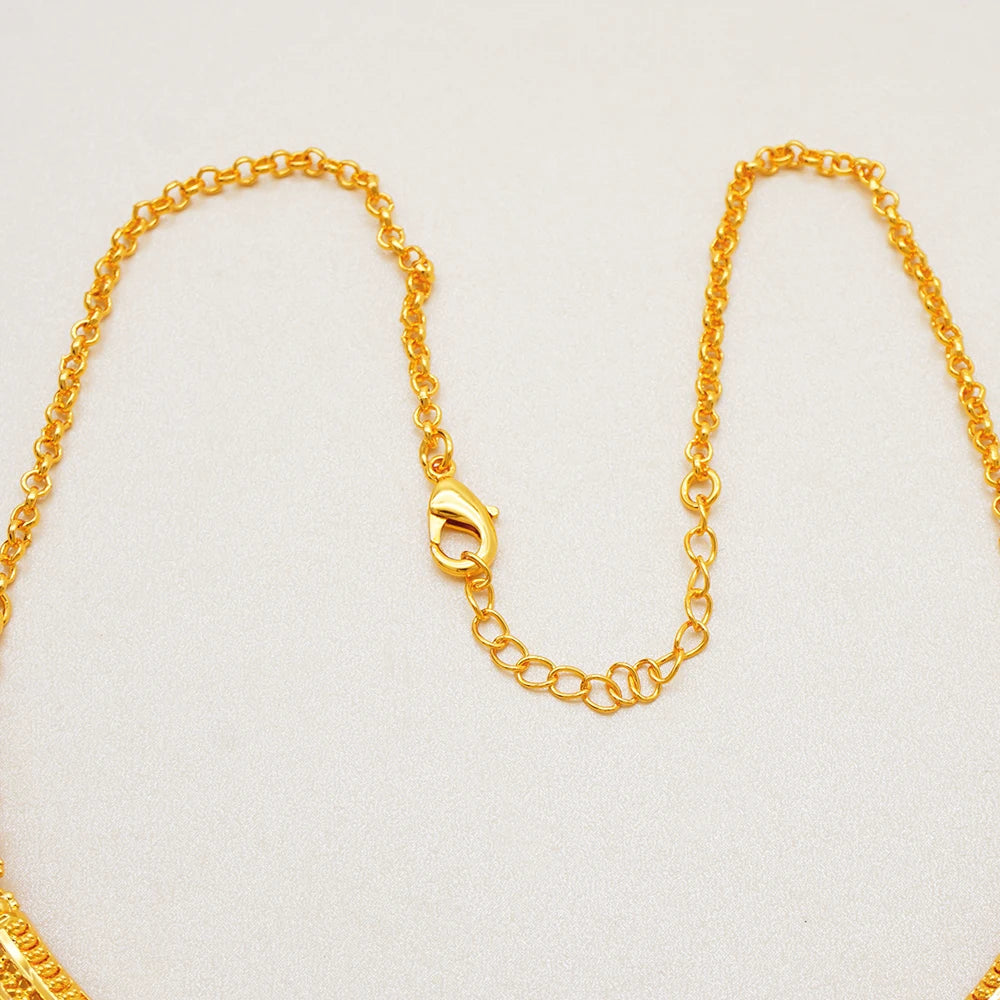 Luxury Indian Jewellery Earrings Necklace Jewelry Sets For Women Dubai Gold Color African Arabic Wedding Bridal  Party Gifts