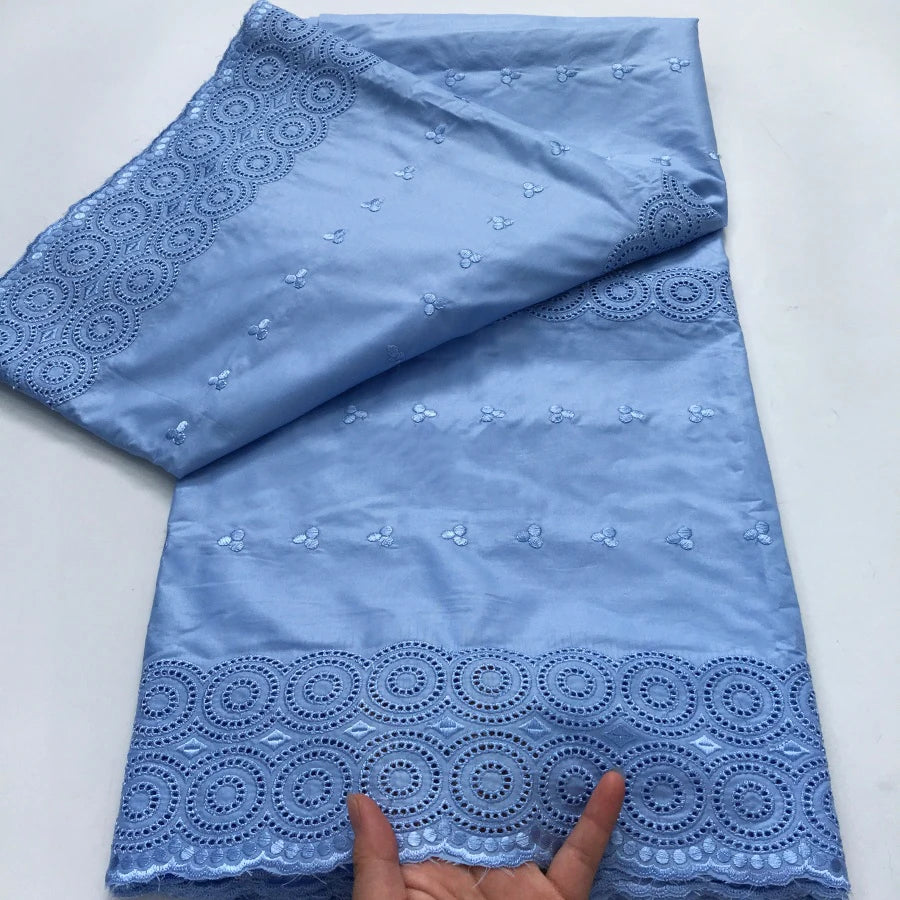 African Dry Cotton Lace Fabric 2025 High Quality 5 Yards Embroidered Men's Nigerian Lace Fabric Elegant Dress for Party A4041
