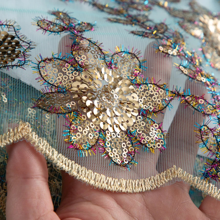 African Green Sequins Mesh Woman Lace Fabric High Quality 2025 Nigerian French Net Lace for Sewing Wedding Dresses 3735
