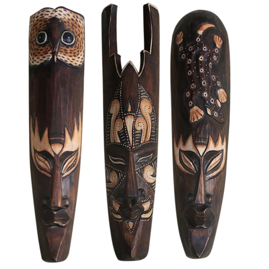 Solid Wood Mask For Wall Decoration African Facebook Bar Ktv Restaurant Wall Hanging Thai Woodcut Decoration