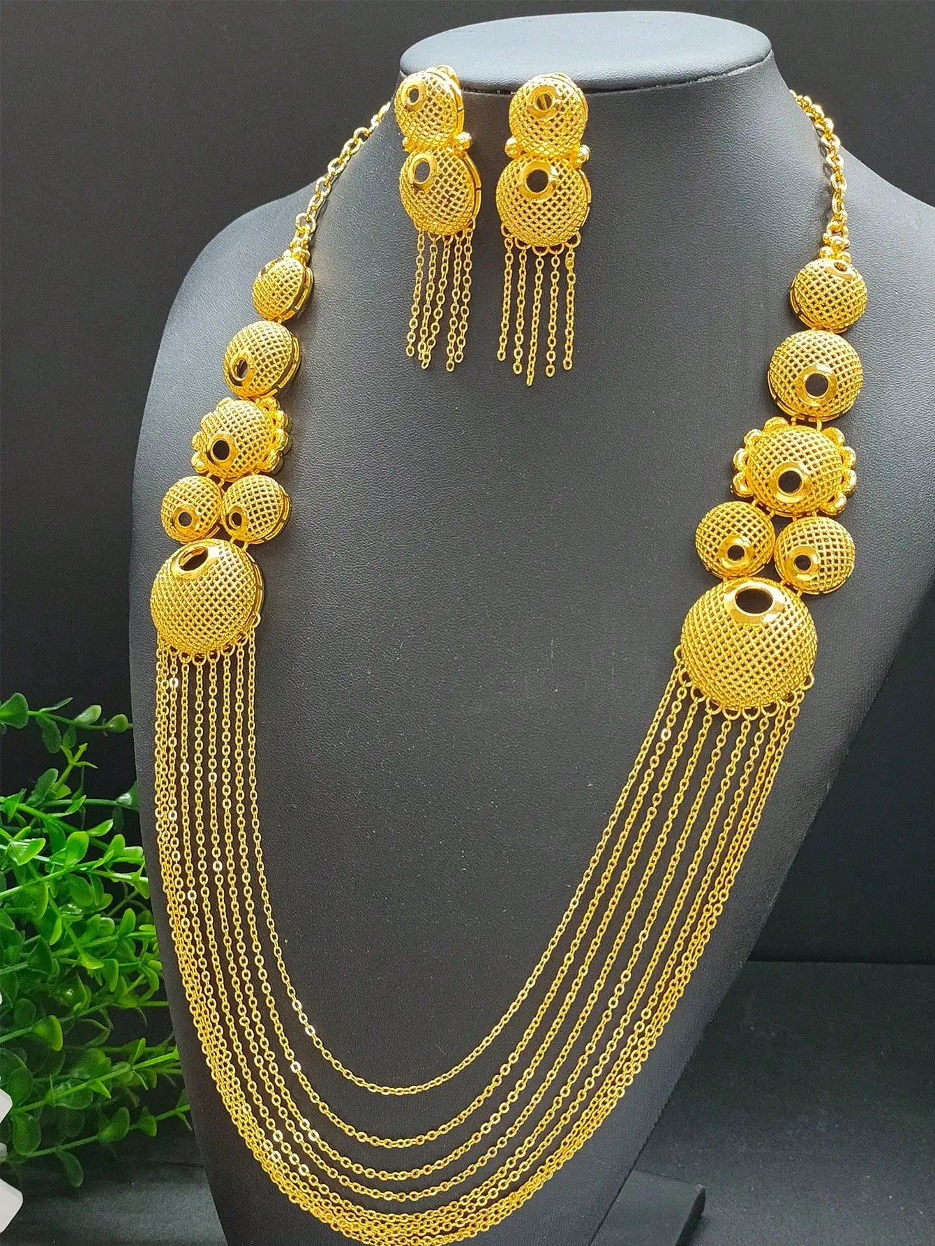 Women Ethiopian Gold Color Jewelry Set Bridal Dubai Wedding Brazilian Eritrean African Earring Necklaces Jewellery Set