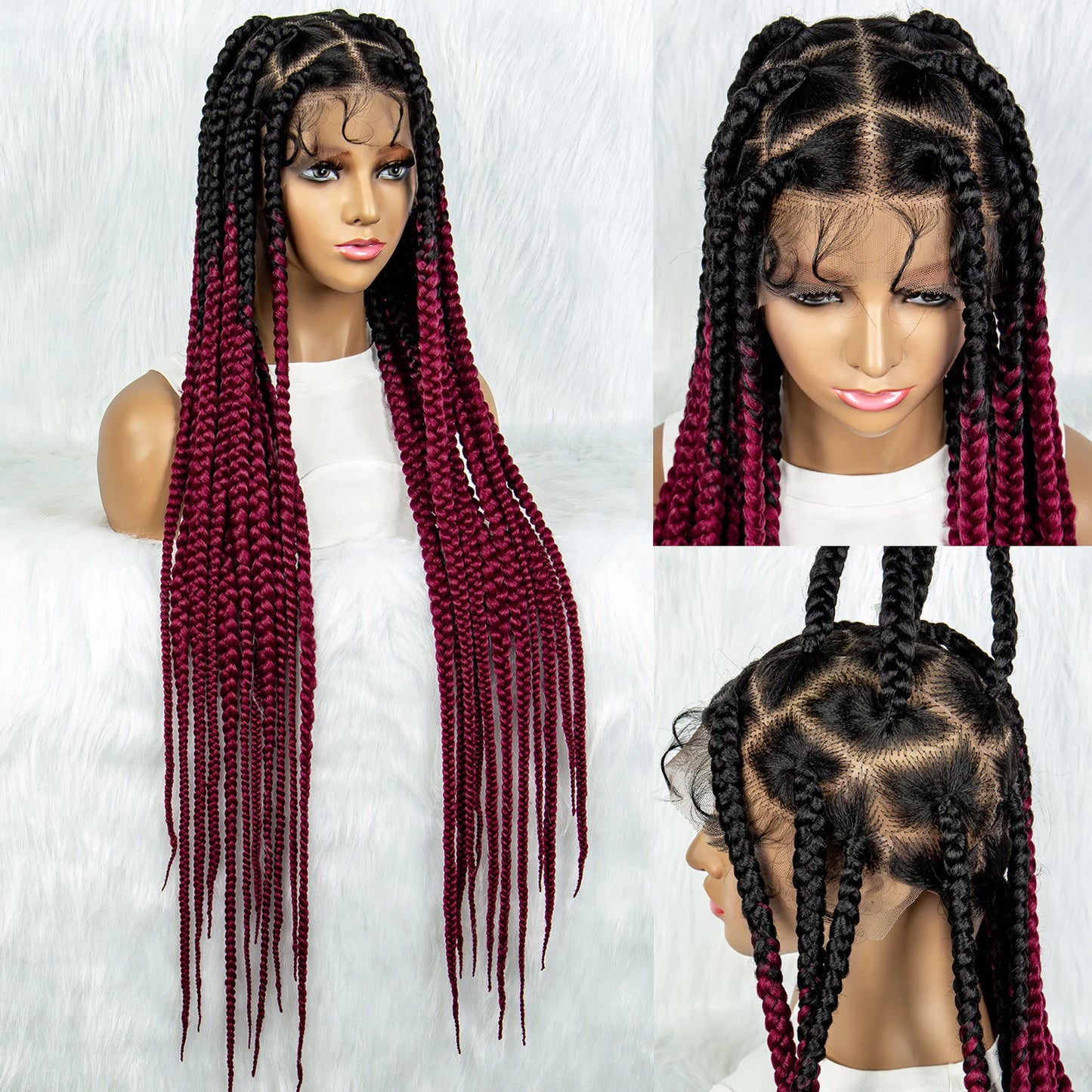 HD Full Lace Braided Wigs for Black Women Box Braids Synthetic Lace Front Wig Big Square Knotless Box Braids With Baby Hair