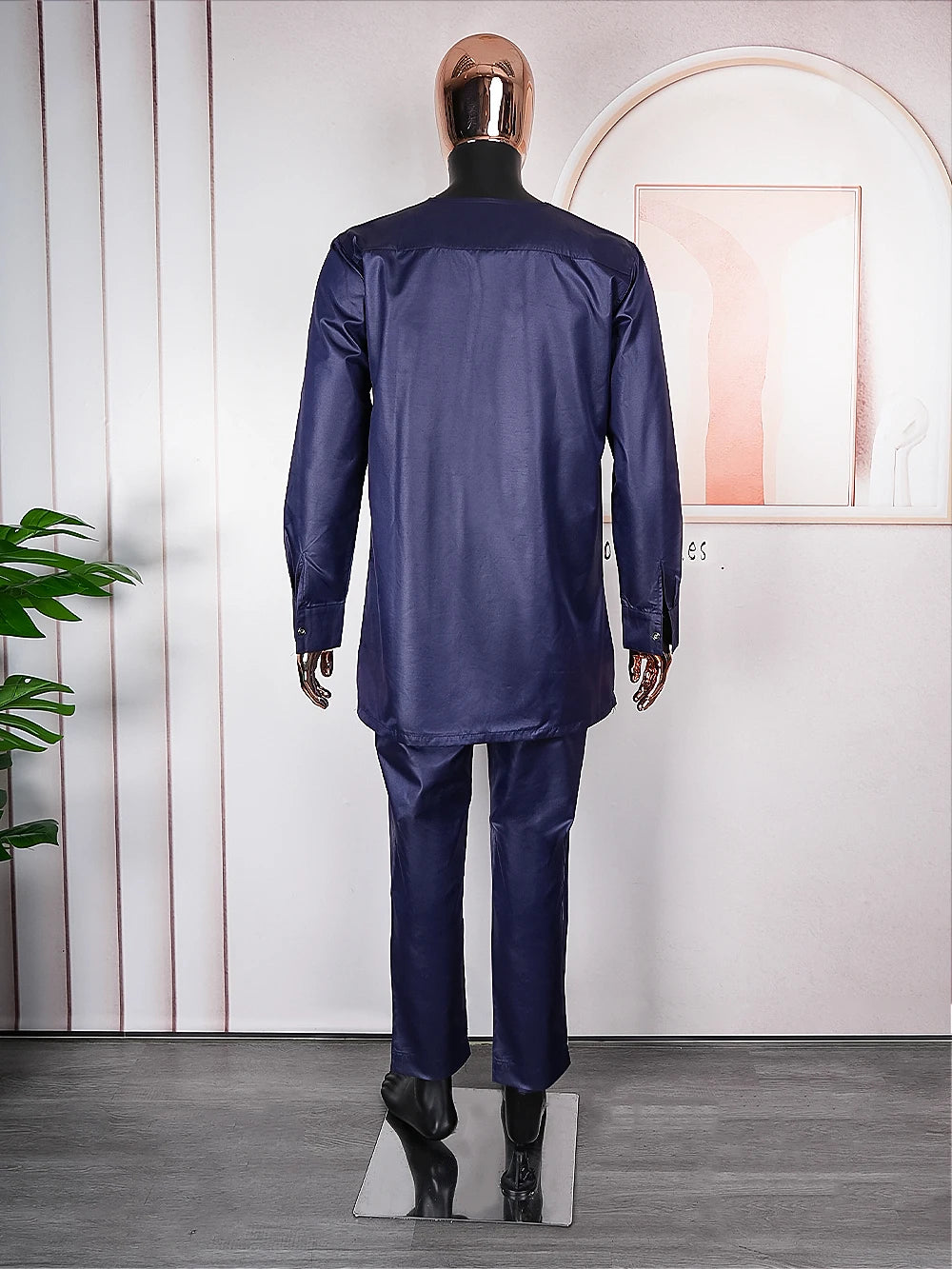 H&D New African Suit For Men Robe Shirt Pants Set Long Sleeve Tops Embroidery Clothes Wedding Party Traditional Robes Ramadan