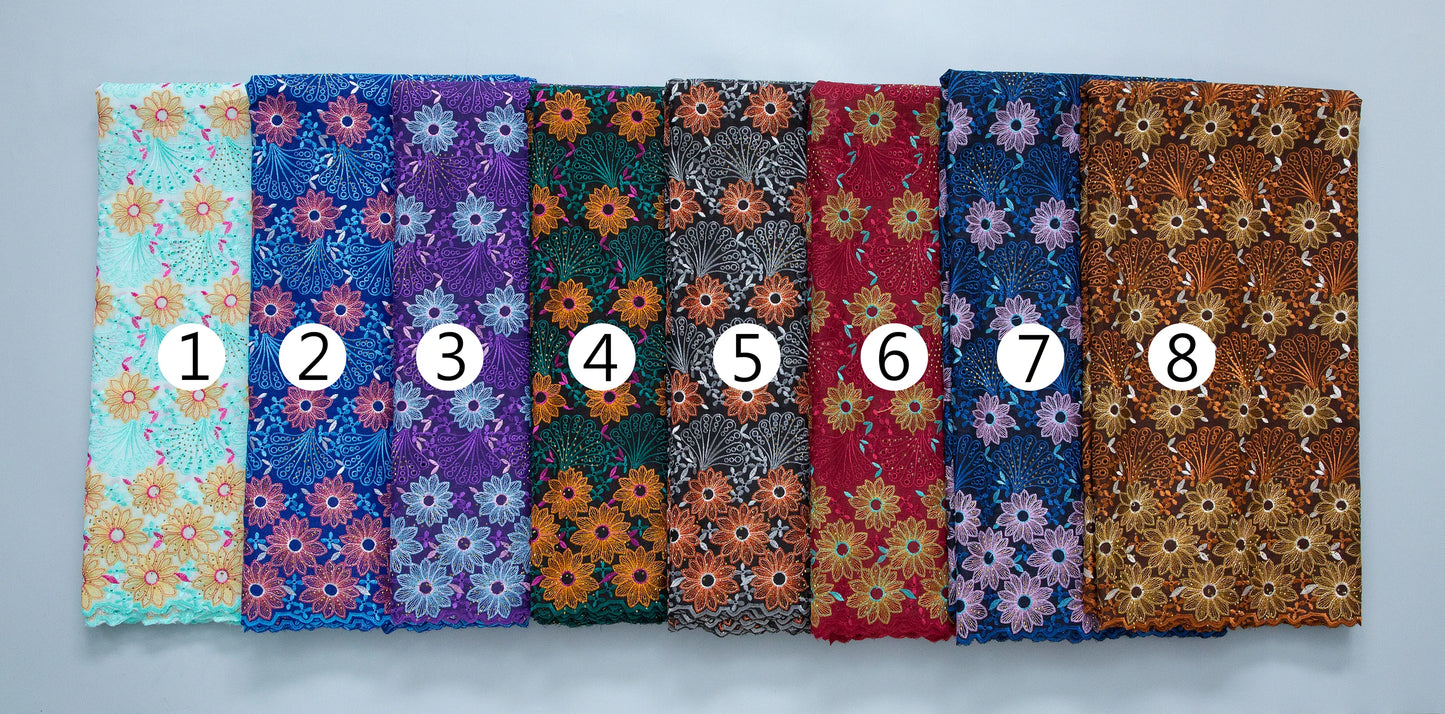 2024 African Cotton Lace Fabric High Quality Nigerian Stones Cotton Lace Fabric Swiss Voile Lace For Women Wedding Dress TY3806