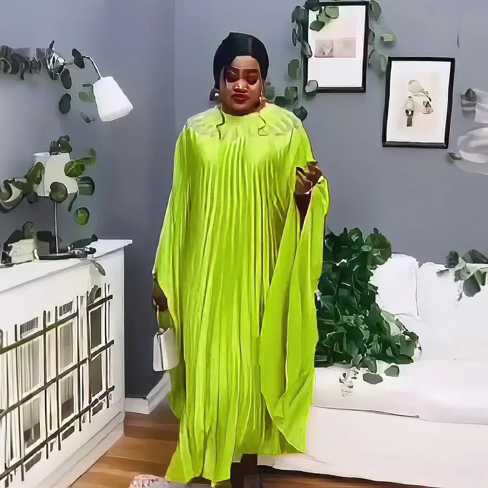 2024 Plus Size African Dresses for Women Summer Fashion Africa Long Sleeve Pleated Long Maxi Dress Gowns Kaftan Africa Clothing