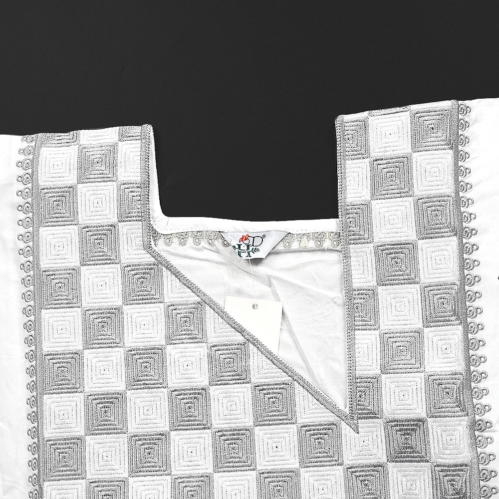 H&D New In African Summer Men's Long Sleeve Suit White Embroidery Dashiki Shirt Pants Sets 3 Pieces Outfits Wedding Party 2025