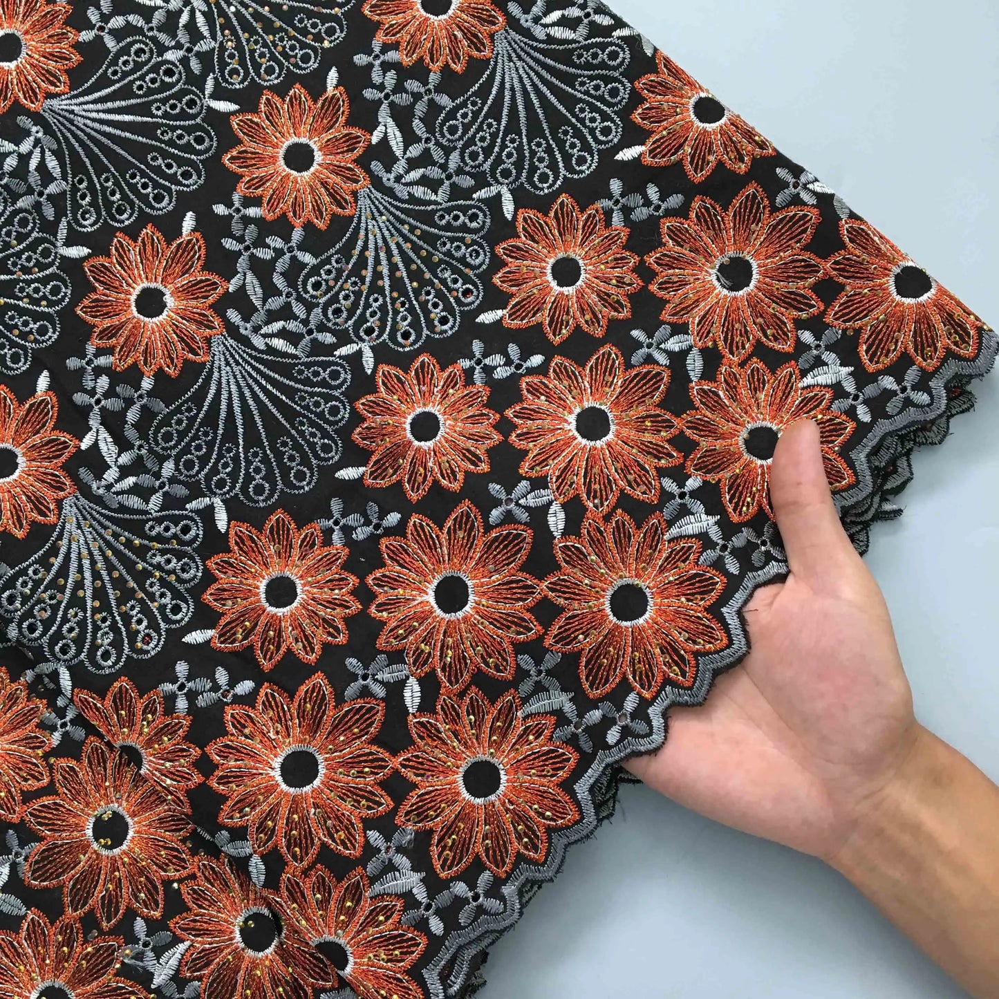 2024 African Cotton Lace Fabric High Quality Nigerian Stones Cotton Lace Fabric Swiss Voile Lace For Women Wedding Dress TY3806