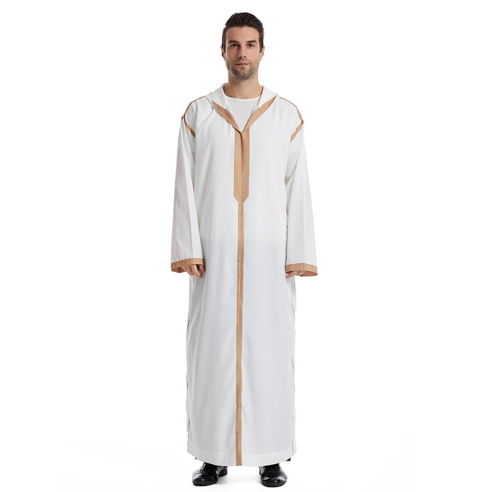 Men Abaya Muslim Dubai Saudi Long Dress Eid Hooded Jubba Thobe Islamic Clothing Moroccan Djellaba Caftan Kaftan Arabic Robe Gown