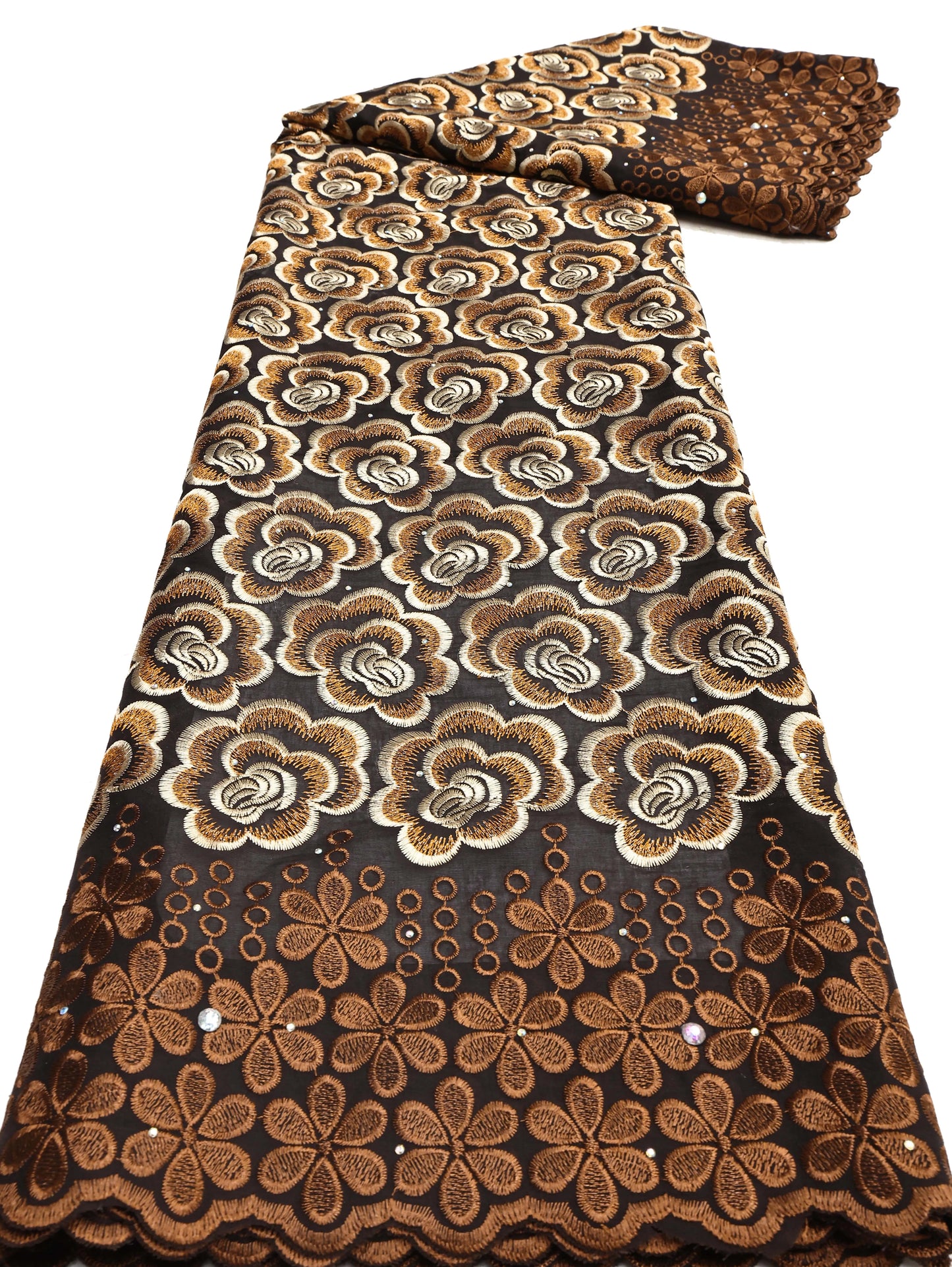 Latest 2025 High Quality African Nigerian Tulle Lace Fabric Cotton Damask Guipure Formal Prom Party Gown Dress 5Yards