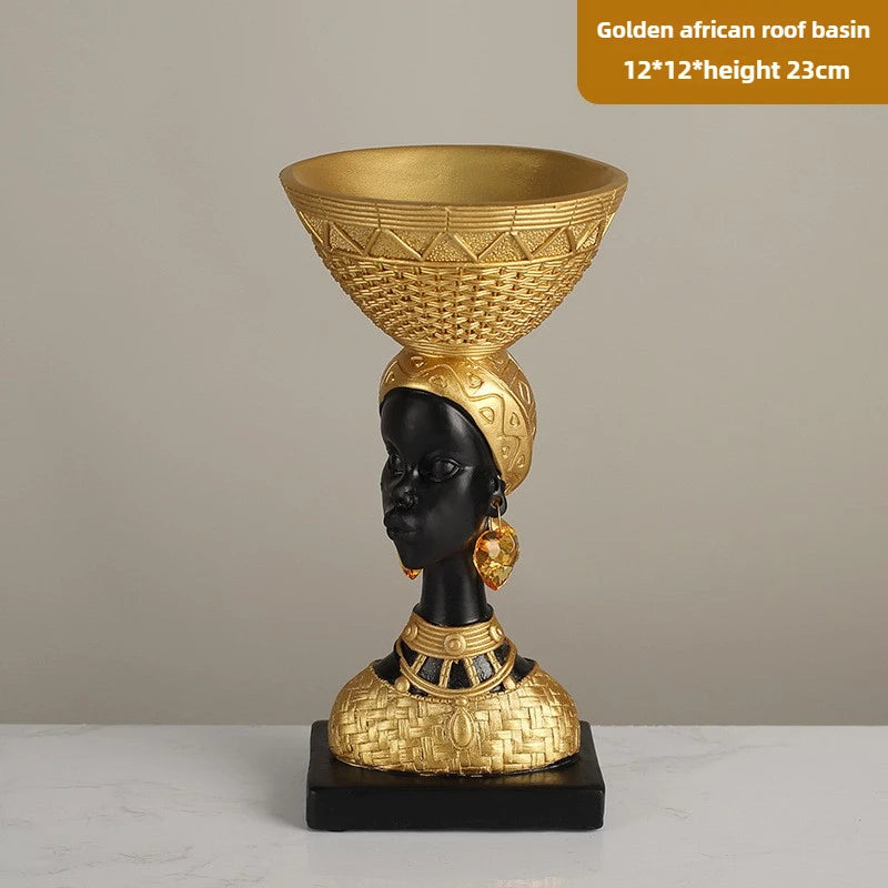 African Girl Home Ethnic Style Craft Resin Ornament Creative Gift Living Room Study Office Desk Character Decoration home decor