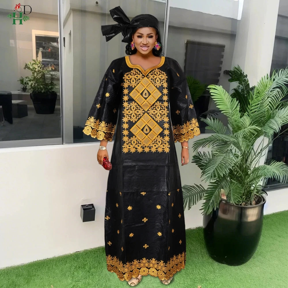 H&D African Clothing Dresses For Women 2024 Elegant Wedding Party Gown Ankara Dashiki Long Dress Roupas Bazin Riche Robes