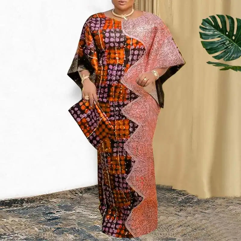 Plus Size VONDA Women Party Dress 2024 Bohemian Printing Sundress Casual Loose 3/4 Sleeve Robe Vintage Bat-wing Sleeve Vestidos