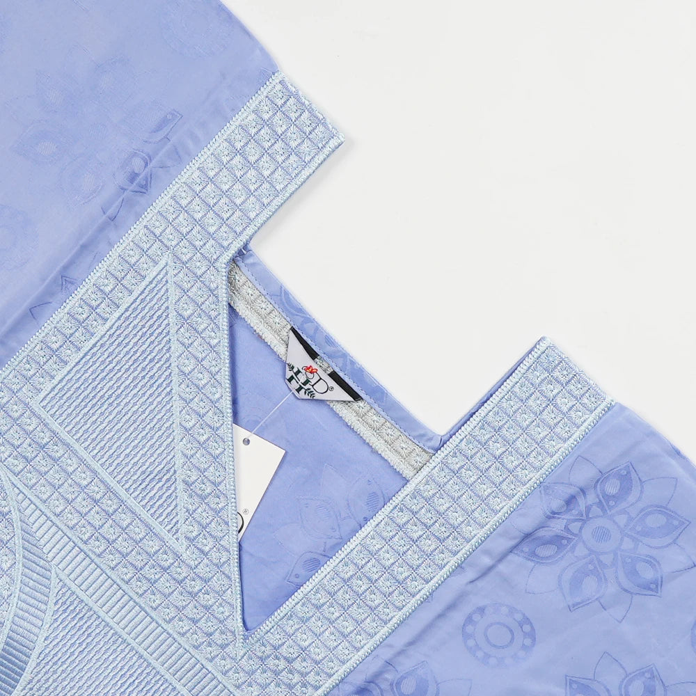 African Clothes Embroidery Blue Gown Plus Size For Men Elegant Party Wedding Thobe 3 PC Top and Pants Suits Set Daily Wear 2025