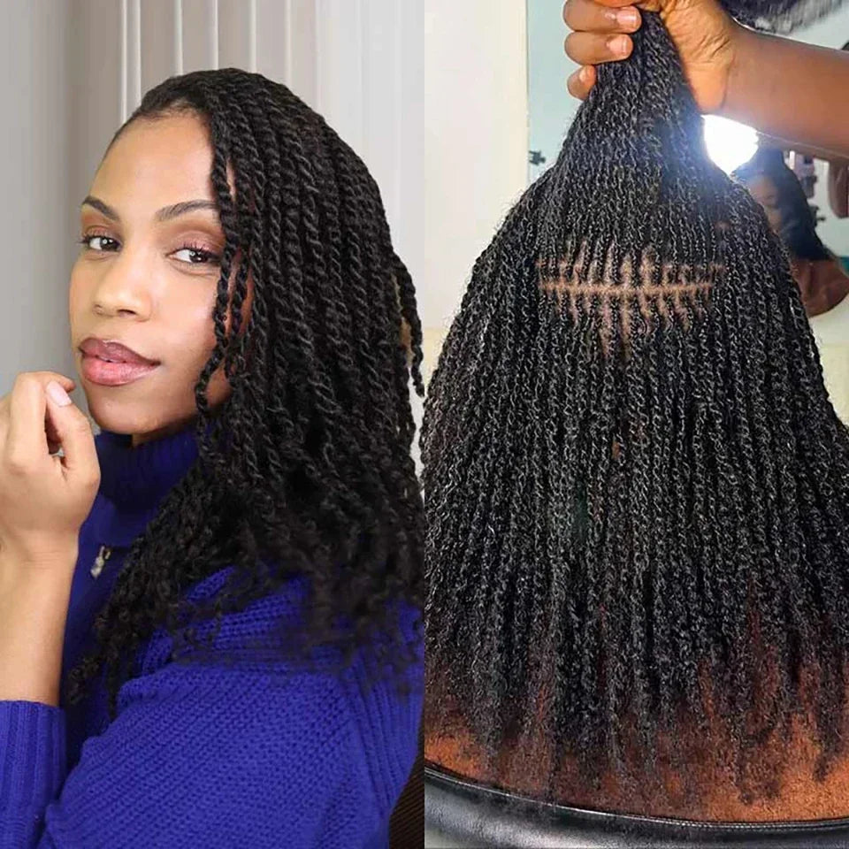 QVR Afro Kinky Bulk Human Hair Extensions Natural Black/Brown/Grey - Lightweight for Braiding, Styling & Everyday Wear