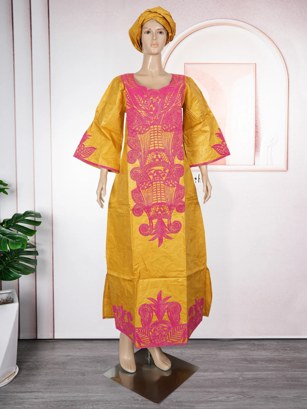 H&D African Clothing For Women Dashiki Traditional Bazin Embroidery Dresses Wedding Evening Party Gown Church Clothes Outfits