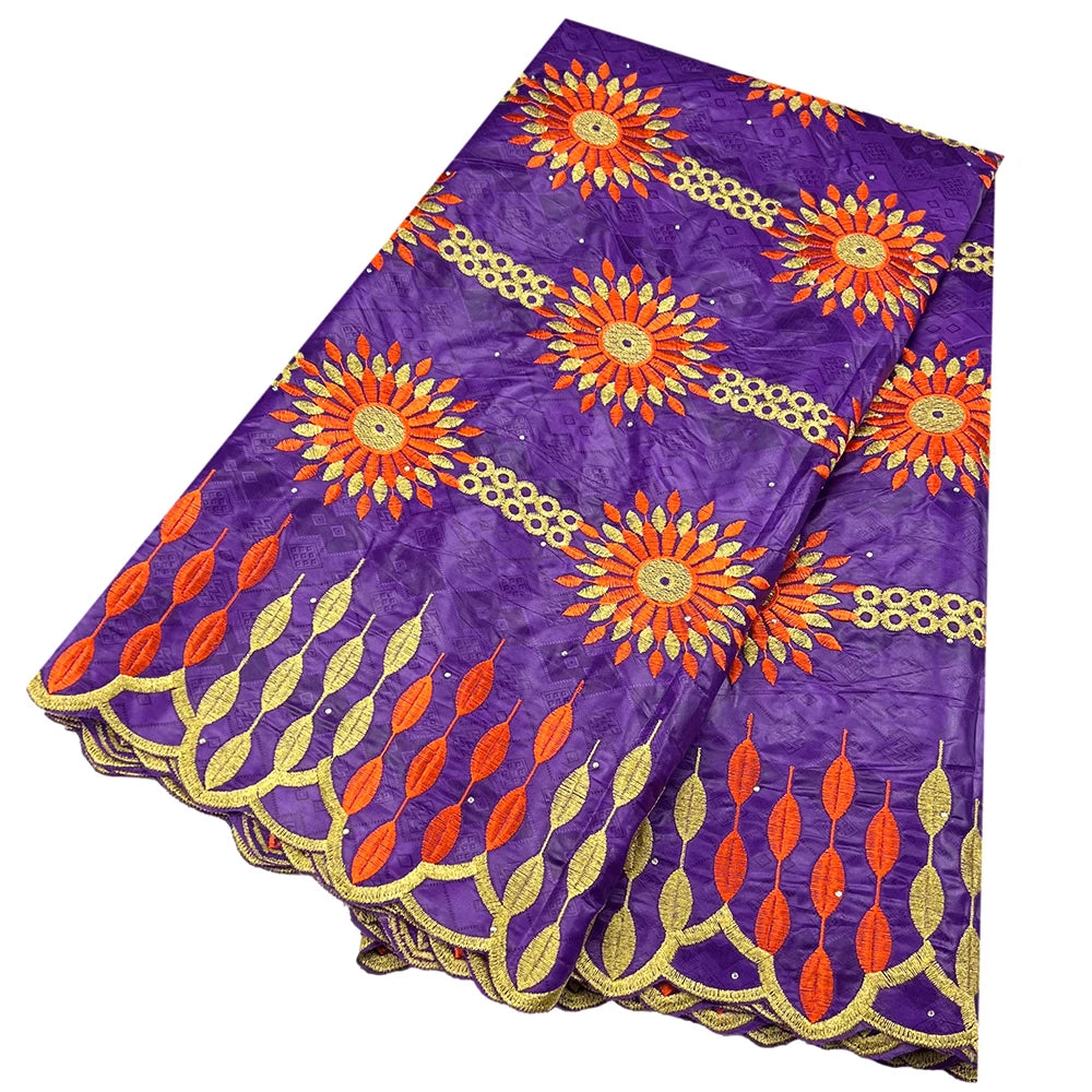 African Bazin Riche Fabric for Dress, African Lace Fabric, Nigerian Embroidery, 100% Cotton, 2.5Yards, F05, Latest