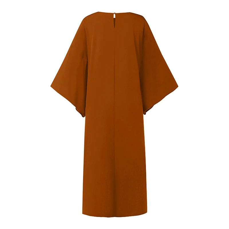 Plus Size VONDA Women Bohemian Long Maxi Dress Long Flare Sleeve Autumn Printed Vestidos Vintage Casual Loose Oversized Sundress