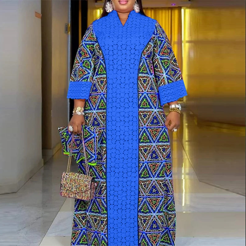 Women Floral Printed Maxi Dress 2025 VONDA Autumn Long Sleeve Loose Long Robe Bohemian Vestidos Oversize V-neck Sundress Baggy