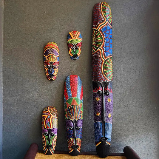 Solid wood African style mask hanging board wall hanging porch living room bar creative decoration hanging decoration wall decor