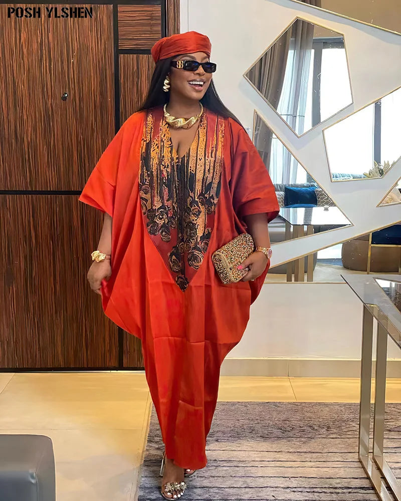 Plus Size African Long Dresses for Women 2025 Traditional Nigeria Print Patchwork Caftan Dress Abaya Musulman Robe Femme Clothes