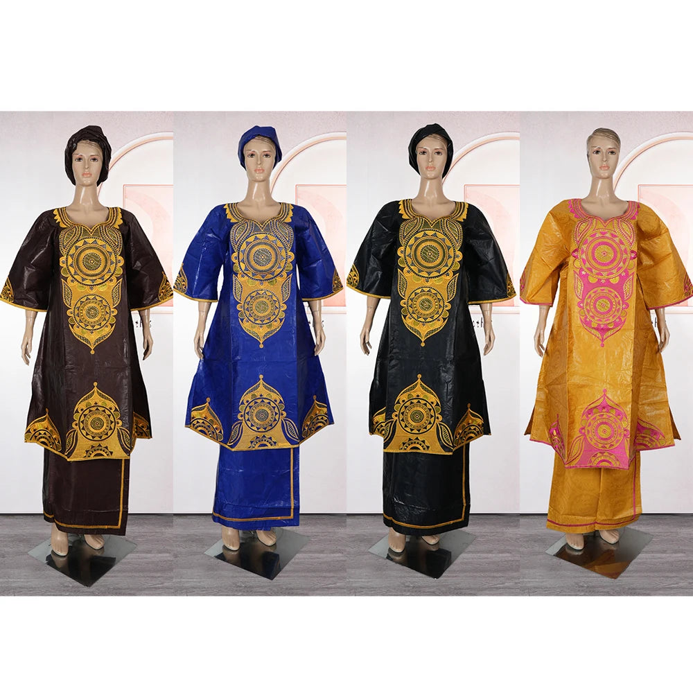 MD African Clothes For Women 2 PCS Sets Tops And Skirts Suits Bazin Riche Gown Dashiki Ankara Turkey Outfits Plus Size Dresses