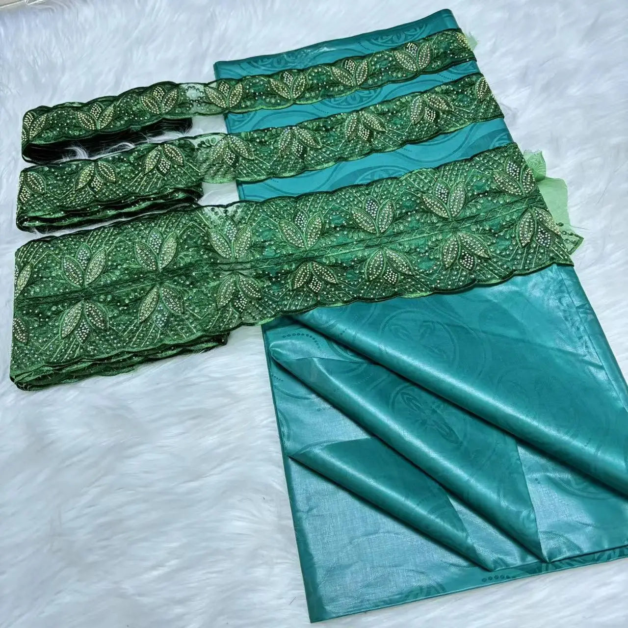 5 Yards/lot Perfume Bazin Riche Soft Brocade Fabric With 15 yards Lace Embroidered Trim Accessories Ribbon For Crafts Sewing