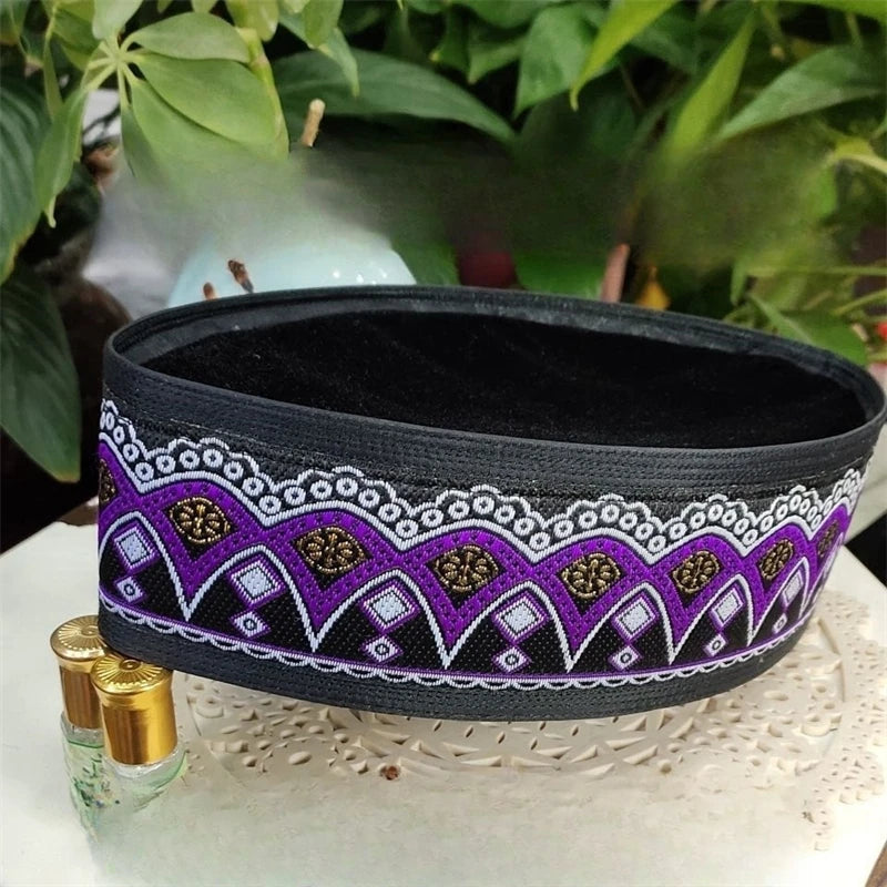 Muslim Caps For Men Clothing Tax Products Turkey Free Shipping Prayer Malaysian Boat Hat Kippa Islamic Kufi Topi Purple 03161