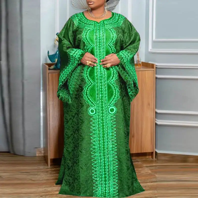 Plus Size VONDA Women Bohemian Long Maxi Dress Long Flare Sleeve Autumn Printed Vestidos Vintage Casual Loose Oversized Sundress