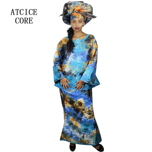 African Dresses For Women New Fashion Dashiki African Bazin Riche Embroidery Design Clothing