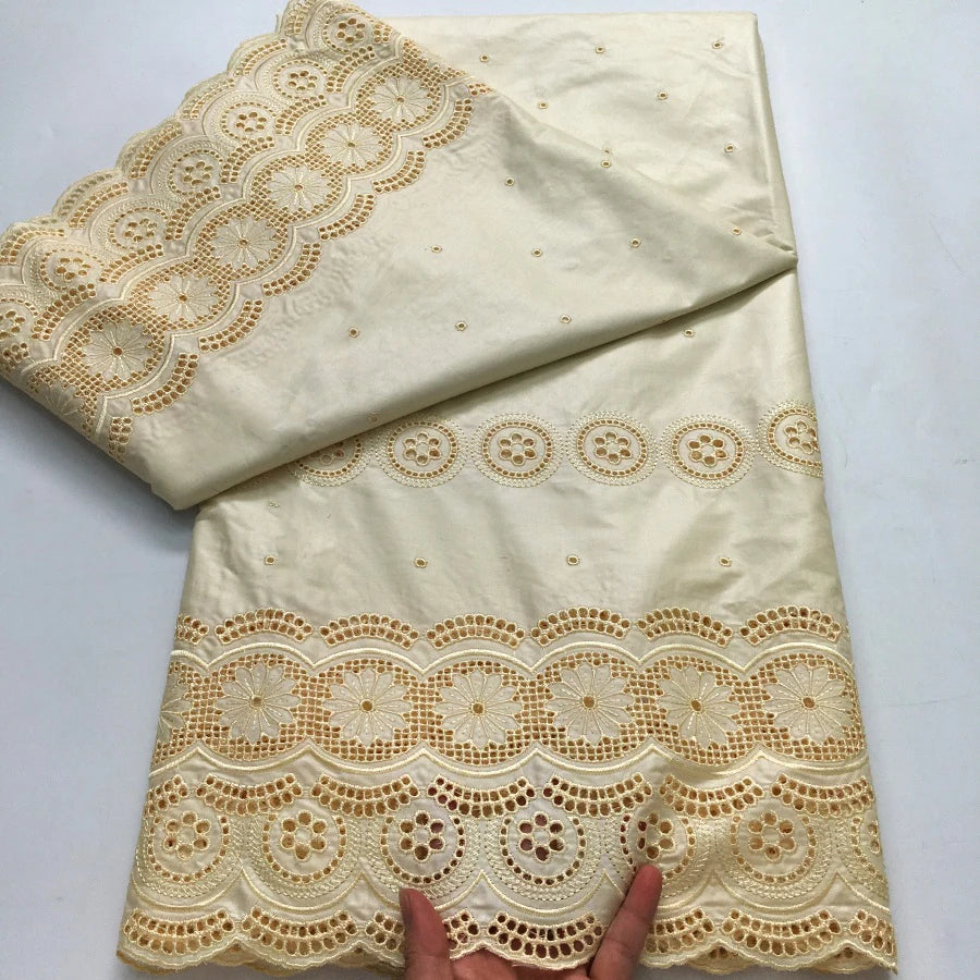 African Dry Cotton Lace Fabric 2025 High Quality 5 Yards Embroidered Men's Nigerian Lace Fabric Elegant Dress for Party A4041