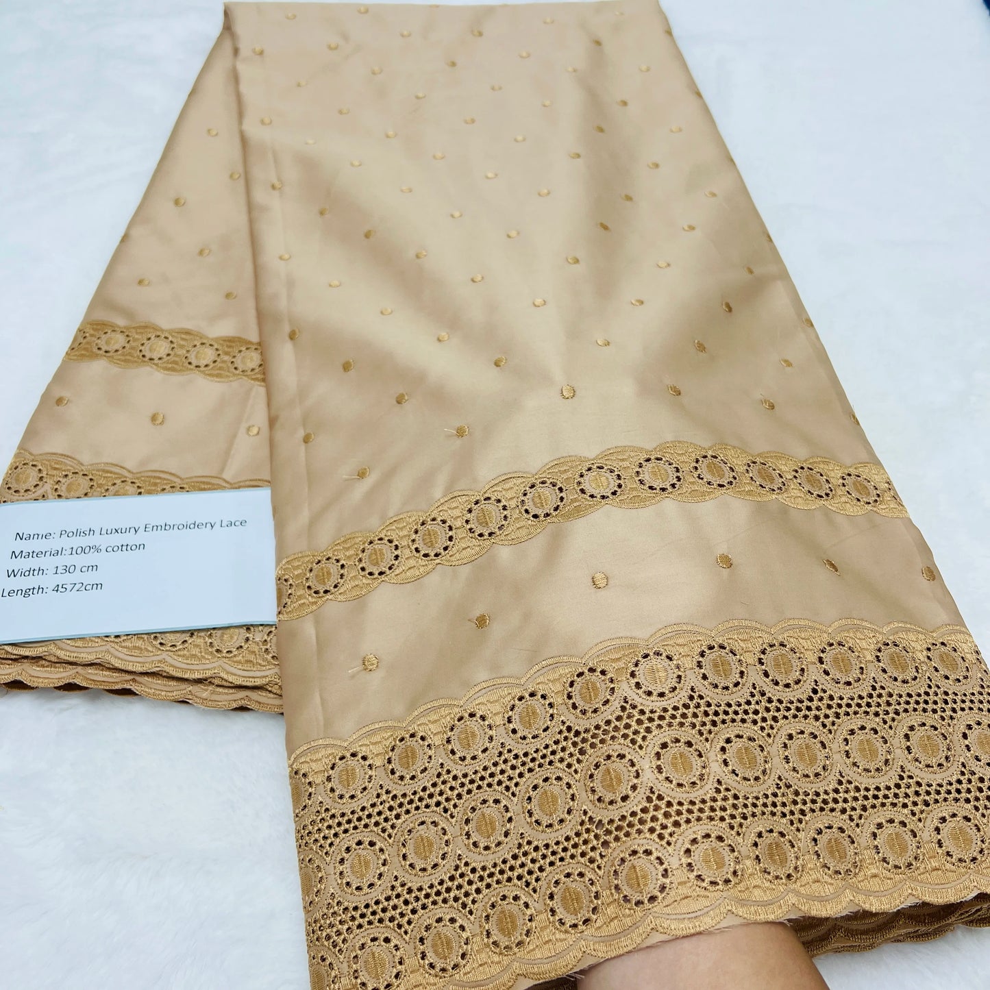 5 Yards High-end African Momen/Men Lace Fabric Tribute Silk Lace Swiss 100% Cotton Lace In Switzerland Fabric For Dress TV1219-3