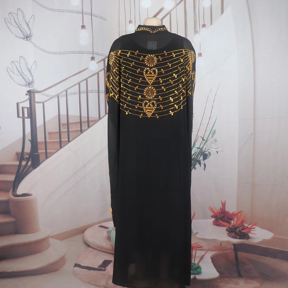 Elegant and beautiful BUBU two-piece dress african women dresses chiffon african dress rhinestone robe soirée femme luxe