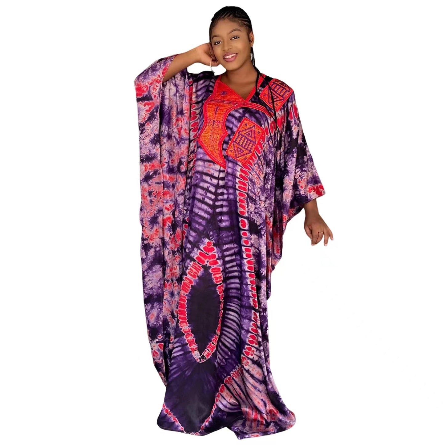 African Dresses For Women Tie Dyed Dashiki Embroidery Design Couple Fashion Elegant Dress With Scarf