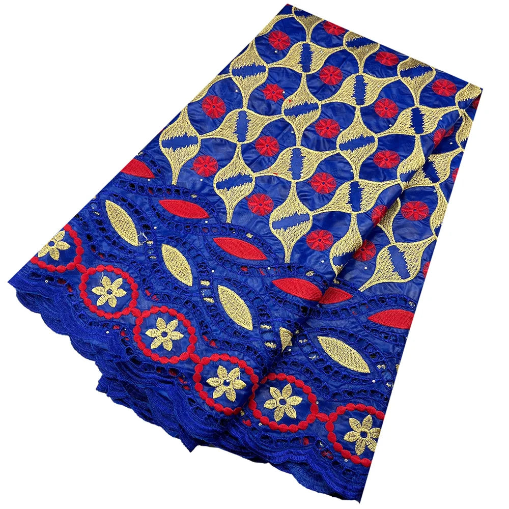 African Bazin Riche Fabric for Dress, African Lace Fabric, Nigerian Embroidery, 100% Cotton, 2.5Yards, F05, Latest