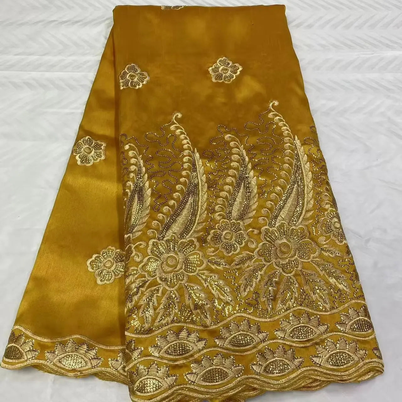 Pretty George Lace Fabric With Blouse 5+2 Yards Sets For Wedding Dress Nigerian Embroidery Guipure George Lace Fabric E23-24