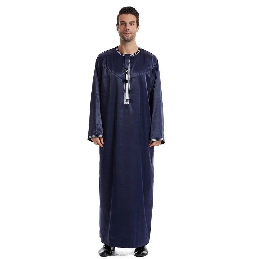 New Islamic Muslim Men Clothing Loose Jubba Thobe Abaya Front Zipper Musulmane Homme Caftan Maxi Robes Pakistan Arabia Dress