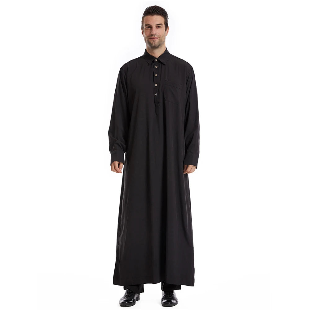 New Islamic Muslim Men Clothing Loose Jubba Thobe Abaya Front Zipper Musulmane Homme Caftan Maxi Robes Pakistan Arabia Dress