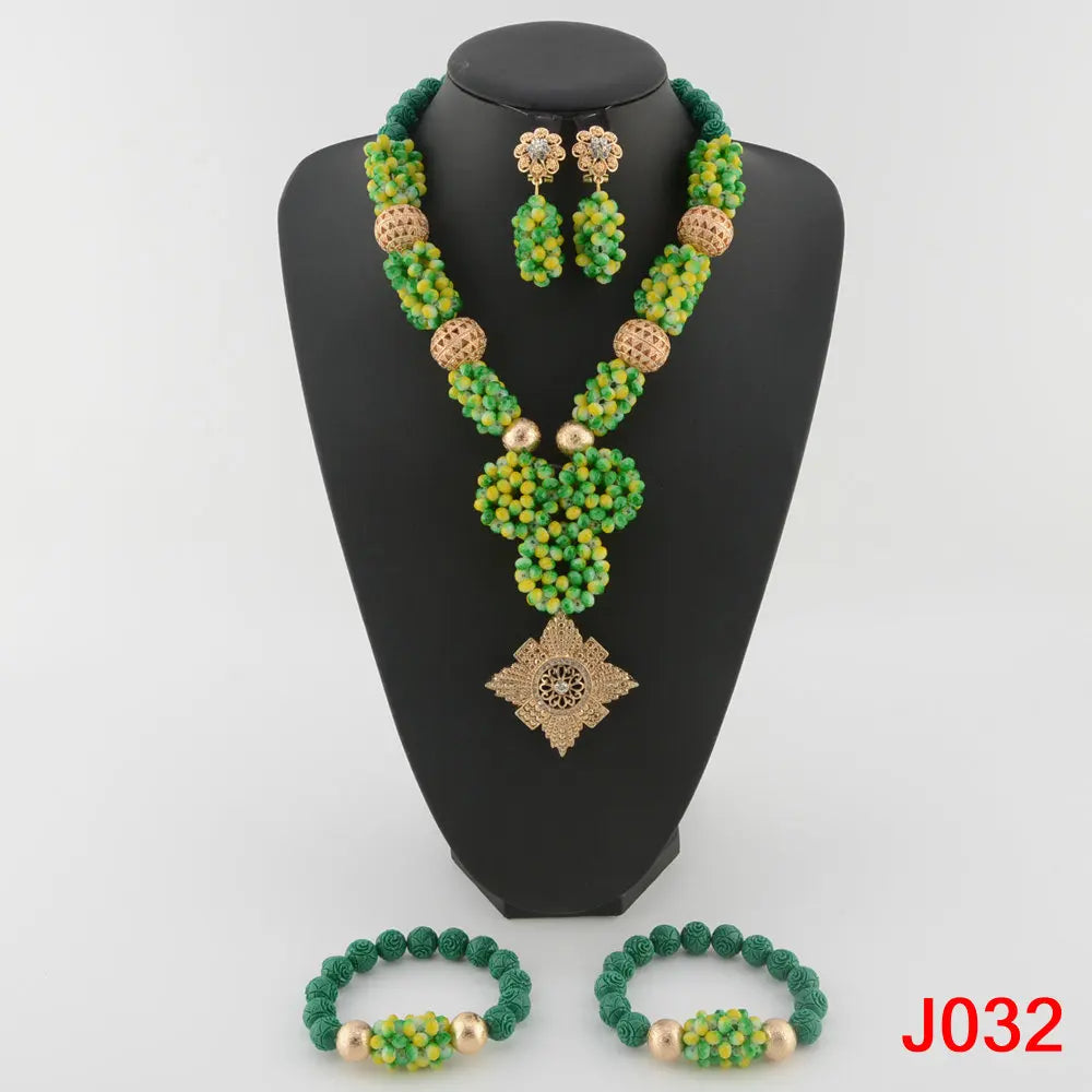Fashion african coral beads necklace set nigerian wedding african beads jewelry Set