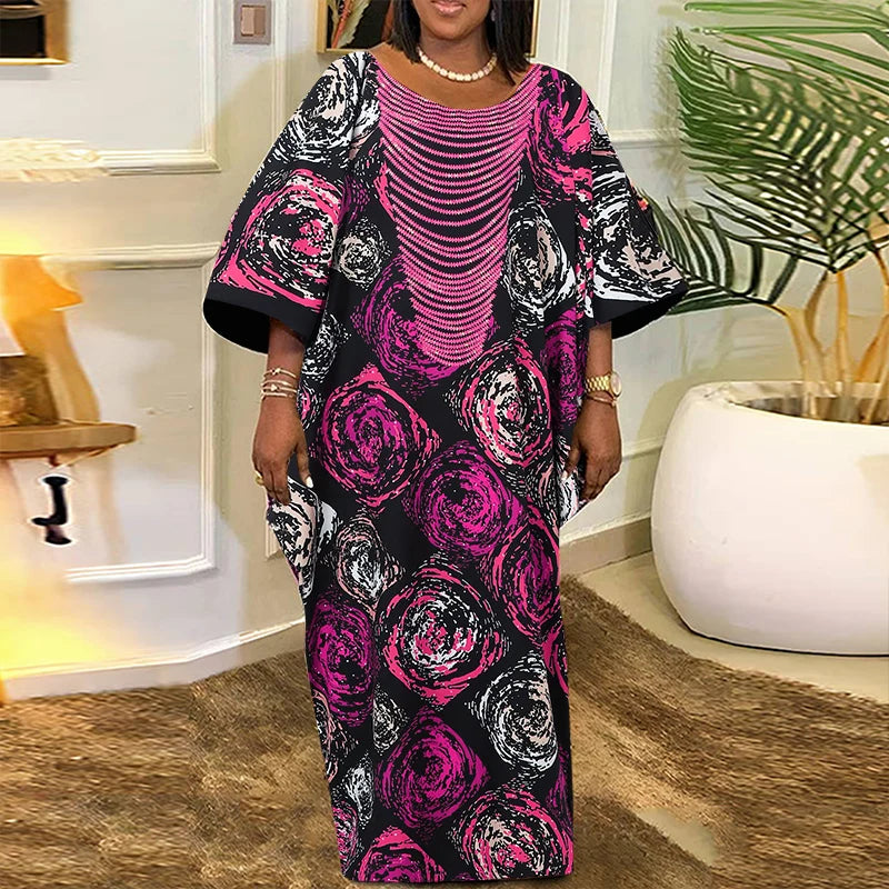 Plus Size VONDA Women Foral Printed Maxi Dress 2024 Causal Puff Sleeve Round Neck Bohemian Long Sundress Holiday Eelgant Vestido