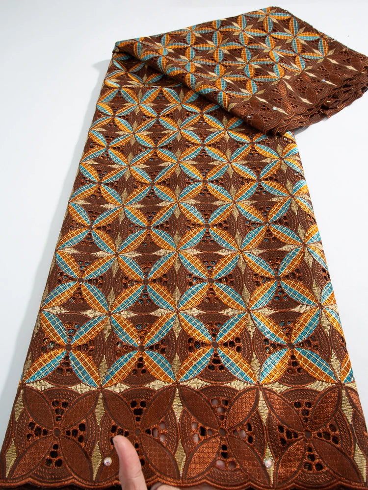 Kalume African Cotton Lace Fabric With Stones 2025 High Quality Embroidery Swiss Voile Lace In Switzerland For Dresses F4149