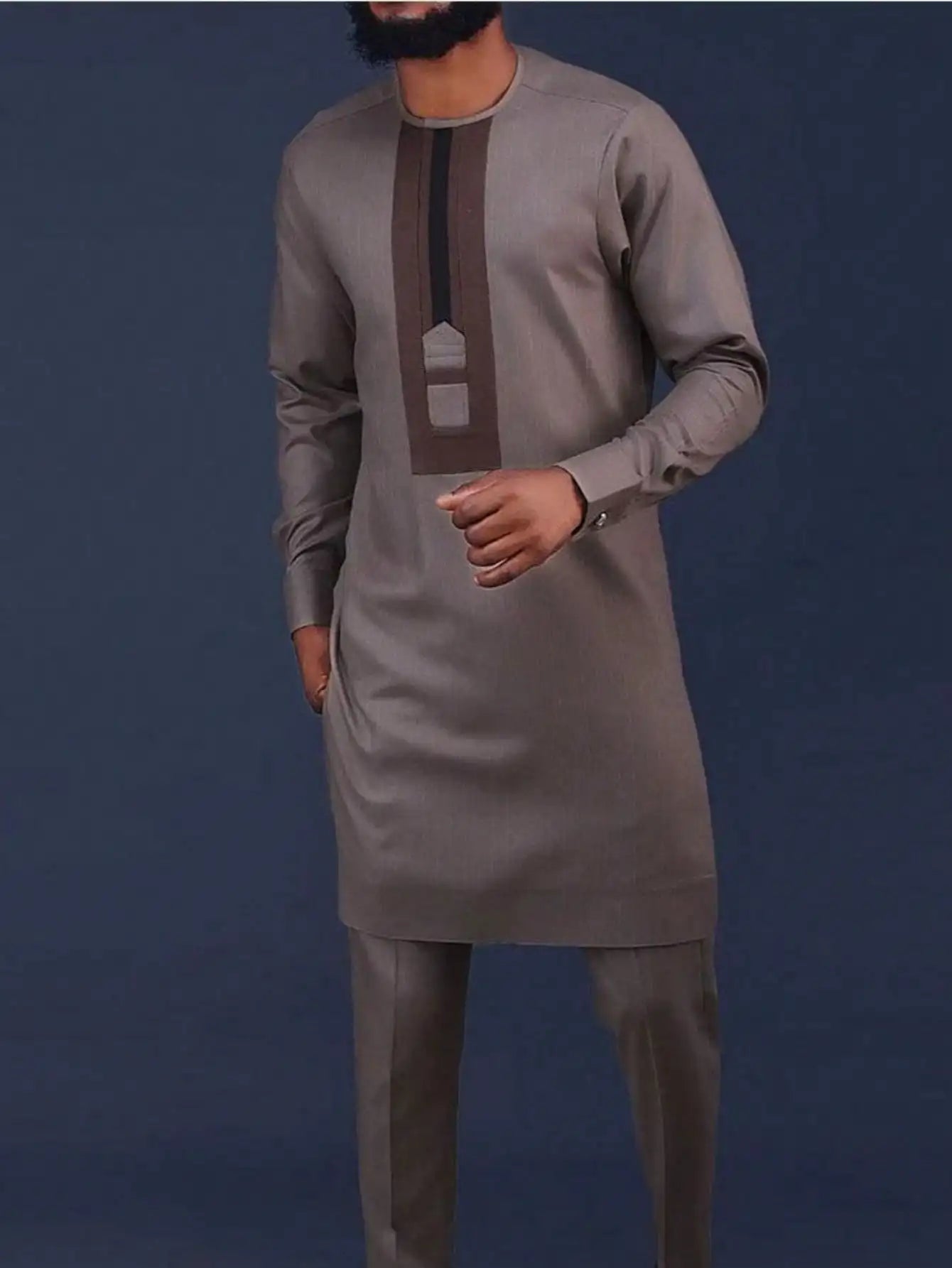 Mans Tracksuits Suits Set Kaftan Embroidered Long Sleeve Tops Pants 2Pcs Set Outfits Wedding Wear African Ethnic Casual Clothing