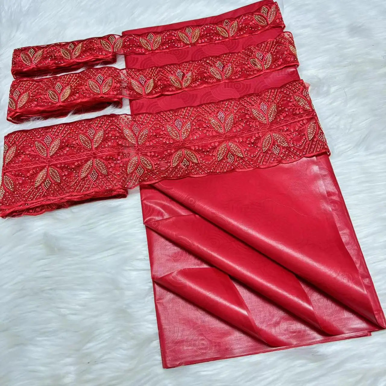 5 Yards/lot Perfume Bazin Riche Soft Brocade Fabric With 15 yards Lace Embroidered Trim Accessories Ribbon For Crafts Sewing