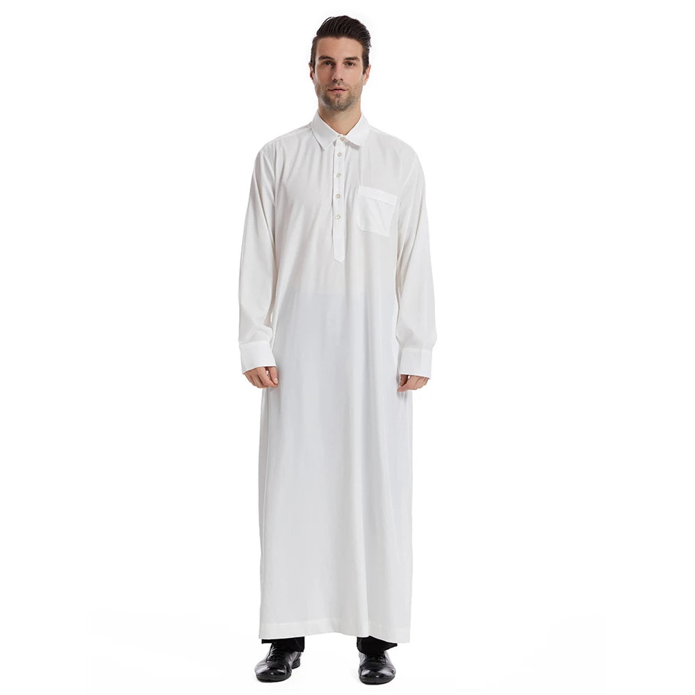 New Islamic Muslim Men Clothing Loose Jubba Thobe Abaya Front Zipper Musulmane Homme Caftan Maxi Robes Pakistan Arabia Dress