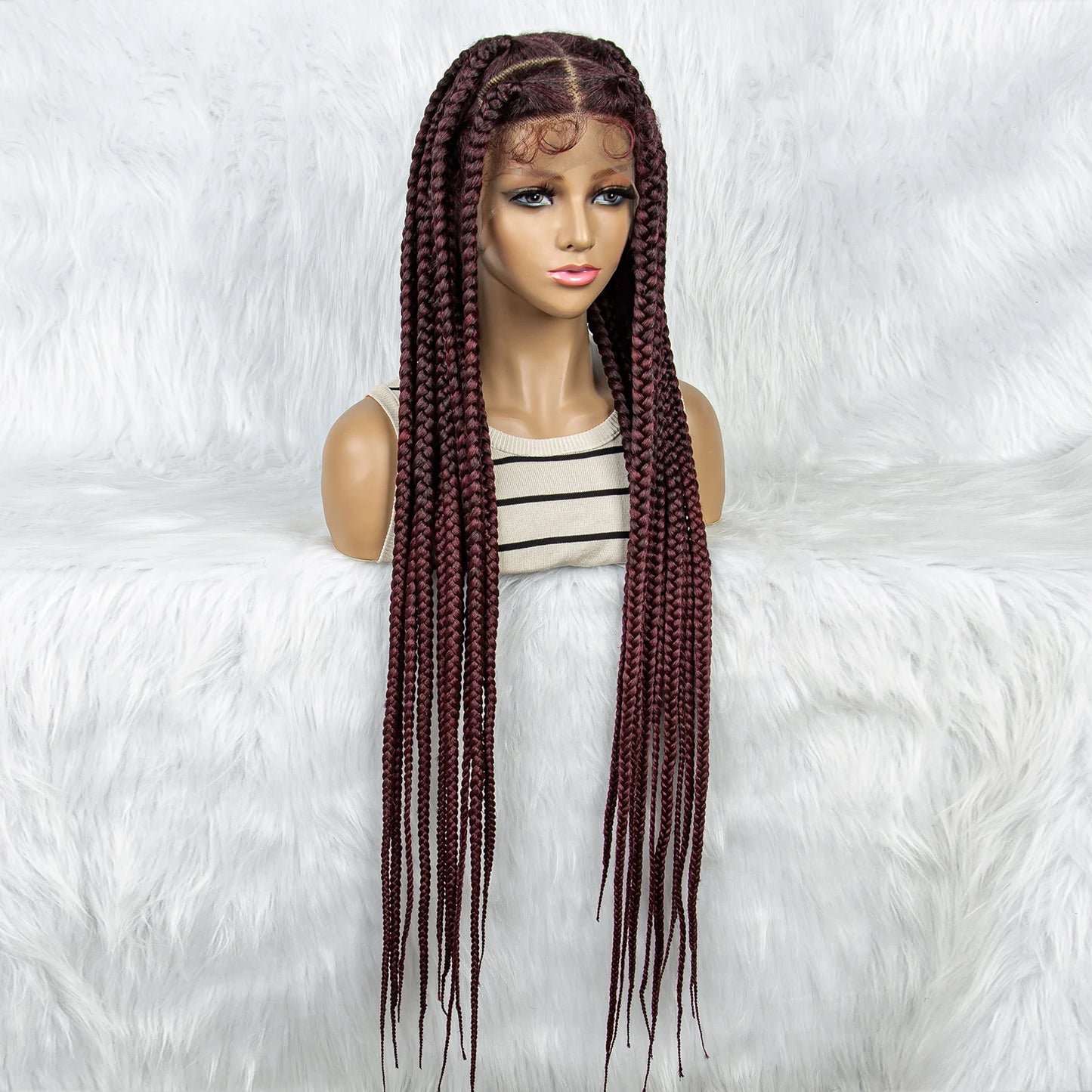 HD Full Lace Braided Wigs for Black Women Box Braids Synthetic Lace Front Wig Big Square Knotless Box Braids With Baby Hair